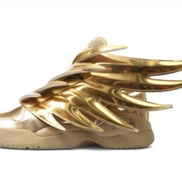 JEREMY SCOTT ADIDAS GOLD WINGS MENS SZ 5 / LADIES 7 - Picture 3 of 16